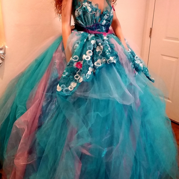 SAMPLE GOWN ONLY-MELISSA Turquoise Pink White Wedding Ballgown Set - Picture 14 of 16